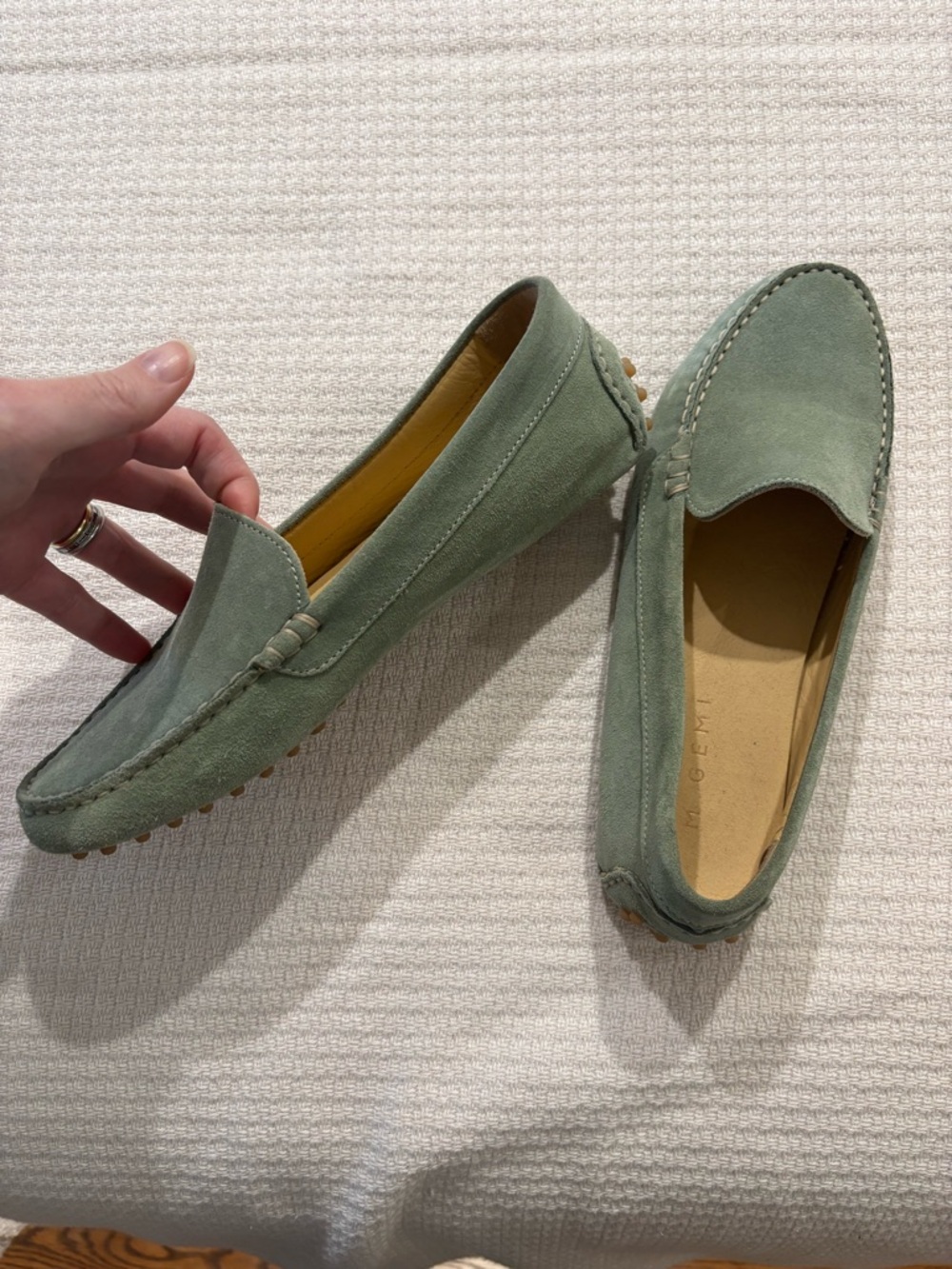 M. Gemi Women’s size 8 Suede Penny Loafers in Sage Green